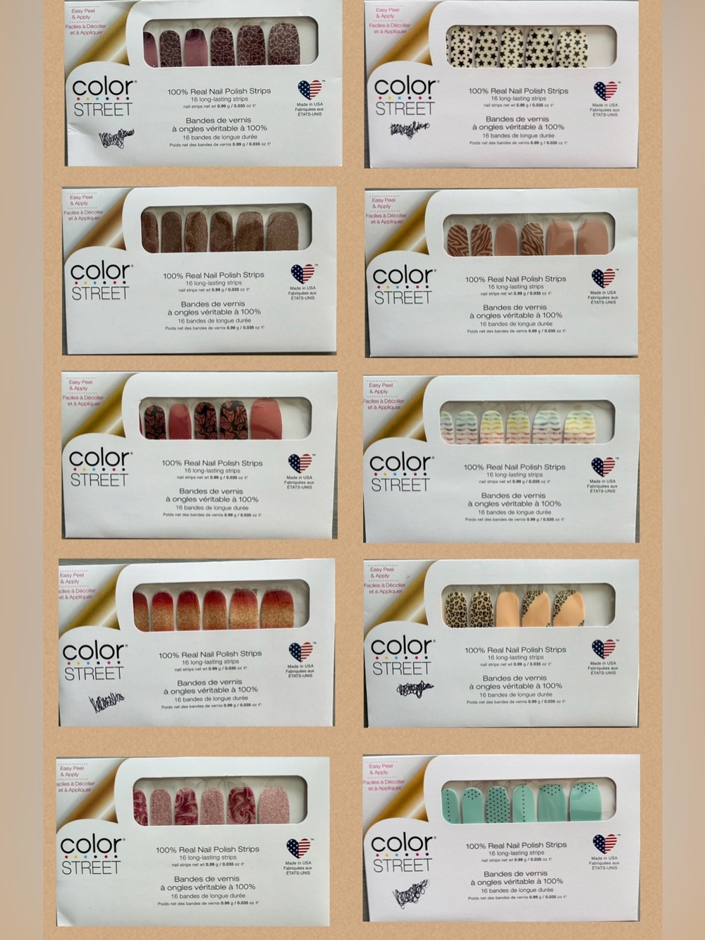 Color Street Nail Polish Strips — 10 Kits Sealed! Prints, Glitter, Stars, Floral